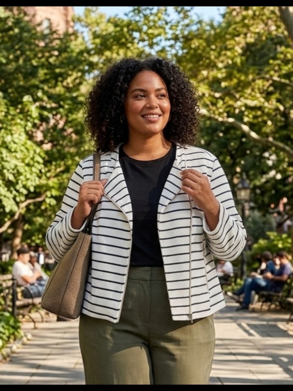 Bagatelle Collection Plus Sized Striped Moto Jacket. Size 3x/US 22/24